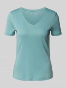 Christian Berg Woman T-Shirt mit geripptem V-Ausschnitt in Aqua, Größe...