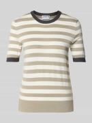 Jake*s Casual Strickshirt aus Viskose-Mix mit Streifenmuster in Kitt, ...