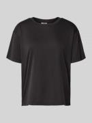 Jake*s Casual T-Shirt mit geripptem Rundhalsausschnitt in Black, Größe...