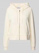 Review Sweatjacke mit Label-Stitching in Offwhite, Größe L