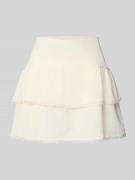 Review Minirock im Stufen-Look mit Spitze in Offwhite, Größe L