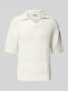 JAKE*S STUDIO MEN Poloshirt mit gerippten Abschlüssen in Offwhite, Grö...