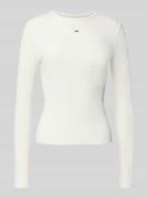 Tommy Jeans Slim Fit Langarmshirt aus Ripp in Offwhite, Größe L