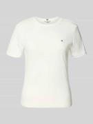 Tommy Hilfiger Slim Fit T-Shirt aus reiner Baumwolle in Ecru, Größe XX...