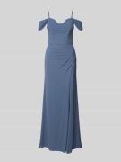 Mascara Abendkleid mit Beinschlitz in Rauchblau, Größe 38