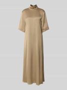 Drykorn Maxikleid mit Stehkragen und 1/2-Arm in Camel, Größe 36