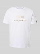Alpha Industries T-Shirt mit Label-Print und Rundhalsausschnitt in Wei...