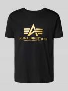 Alpha Industries T-Shirt mit Label-Print und Rundhalsausschnitt in Bla...