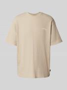 WOODBIRD T-Shirt mit Strukturmuster Modell 'Baine' in Taupe, Größe L