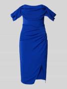 Lipsy Knielanges Cocktailkleid mit seitlicher Raffung in Blau, Größe 3...