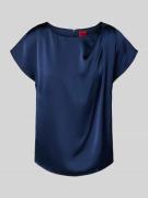HUGO Blusenshirt aus Satin mit Rundhalsausschnitt in Marine, Größe 40