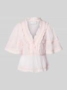 Neo Noir Regular Fit Bluse mit Häkelspitze Modell 'Evienne' in Pink, G...