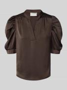 Neo Noir Blusenshirt mit Puffärmeln Modell 'Roella' in Dunkelbraun, Gr...