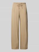 Review Wide Leg Stoffhose mit Tunnelzug in Beige, Größe L