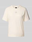 BOSS Regular Fit T-Shirt mit Strasssteinbesatz in Offwhite, Größe S