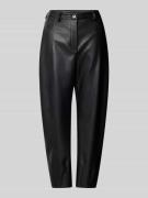 MM Tapered Fit Kunstlederhose mit Ziernähten in Black, Größe XL