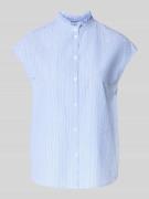 Milano Italy Blusentop mit Stehkragen und Kappärmeln in Blau, Größe 40