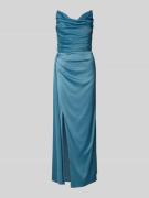 V.M. Abendkleid mit Wasserfall-Ausschnitt in Hellblau, Größe 36