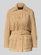 Lauren Ralph Lauren Lederjacke aus Ziegenvelours mit Fransen Modell 'M...