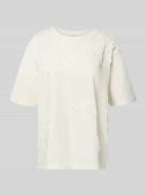 Jake*s Casual T-Shirt mit Applikationen in Offwhite, Größe L