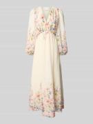 Neo Noir Maxikleid mit V-Ausschnitt Modell 'SILFI' in Beige, Größe 38