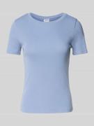 Jake*s Casual T-Shirt in Ripp-Optik in Bleu, Größe L