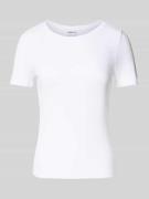 Jake*s Casual T-Shirt mit geripptem Rundhalsausschnitt in Weiss, Größe...