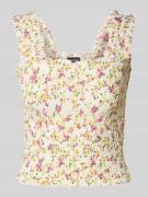 Pieces Slim Fit Top mit Allover-Muster Modell 'TAYLIN' in Gelb, Größe ...