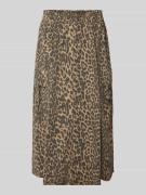 MOS MOSH Midirock mit Animal-Print und Cargotaschen in Beige, Größe S