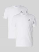 Alpha Industries T-Shirt mit Label-Print in Weiss, Größe L