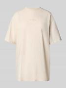 OH APRIL Oversized T-Shirt mit Label-Print in Beige Melange, Größe L
