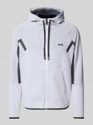 BOSS Green Regular Fit Sweatjacke mit Baumwolle in Weiss, Größe M