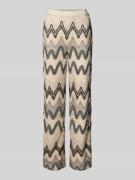 s.Oliver BLACK LABEL Wide Leg Weite Hose mit Allover-Muster in Offwhit...