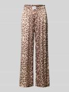 VILLA SOPHIE Satinhose aus Viskose mit Label-Patch in Beige, Größe M/L