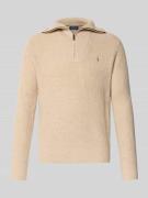 Polo Ralph Lauren Strickpullover mit Troyer-Kragen und Label-Stitching...