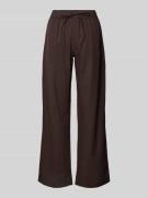 Neo Noir Hose aus Leinen-Baumwoll-Mix mit elastischem Bund in Dunkelbr...