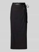 Stefanel Bleistiftrock aus Leinen-Mix mit Bindegürtel in Black, Größe ...