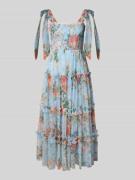 LACE & BEADS Cocktailkleid im Stufen-Look mit Smok-Details in Hellblau...