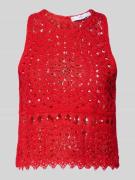 Mango Häkeltop mit Rundhalsausschnitt Modell 'KLEES' in Rot, Größe L