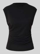 YAS T-Shirt mit Raffungen Modell 'LYSA' in Black, Größe L