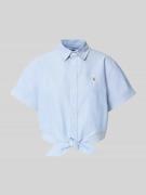 Polo Ralph Lauren Regular Fit Bluse mit Knotendetail in Bleu, Größe 38