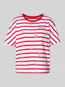 Oui T-Shirt mit Rundhalsausschnitt und Stitchings in Hellrot, Größe 40