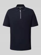 bugatti Regular Fit Poloshirt mit Reißverschluss in Marine, Größe L