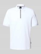 bugatti Regular Fit Poloshirt mit Reißverschluss in Weiss, Größe L
