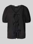 s.Oliver RED LABEL Regular Fit Baumwollbluse mit V-Ausschnitt in BLACK...