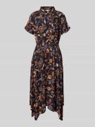 Apricot Midikleid aus Viskose mit Eingrifftaschen in Marine, Größe L