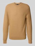 BOSS Regular Fit Strickpullover aus reiner Baumwolle in Beige, Größe L