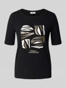 s.Oliver RED LABEL Regular Fit T-Shirt aus Baumwoll-Mix in BLACK, Größ...