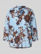 More & More Regular Fit Bluse im Allover-Look mit 3/4-Arm in Bleu, Grö...