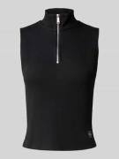 Calvin Klein Jeans Top mit Stehkragen und Reißverschluss in Black, Grö...